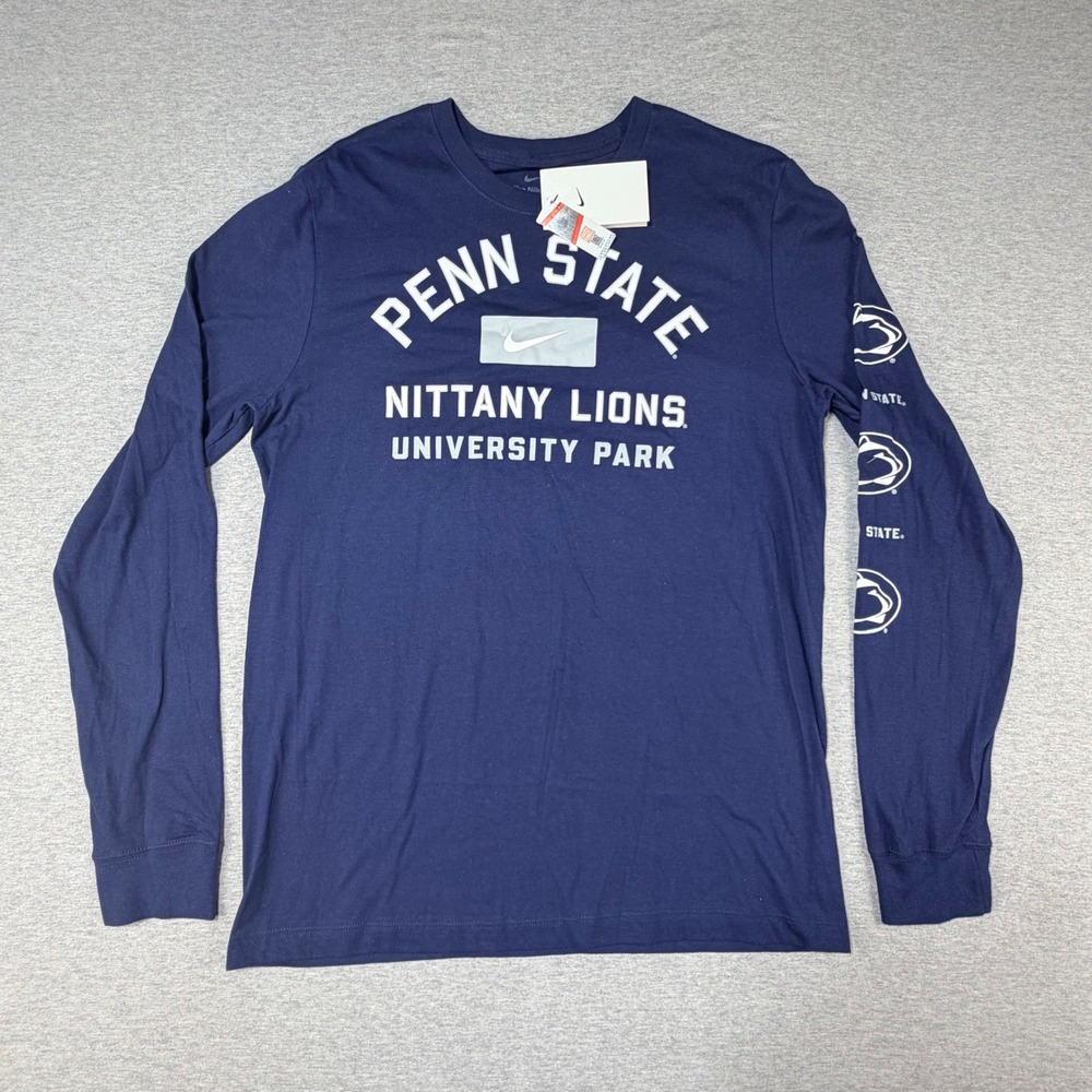 Nike Penn State Nittany Lions Long Sleeve T-Shirt Mens Medium Navy Blue NWT